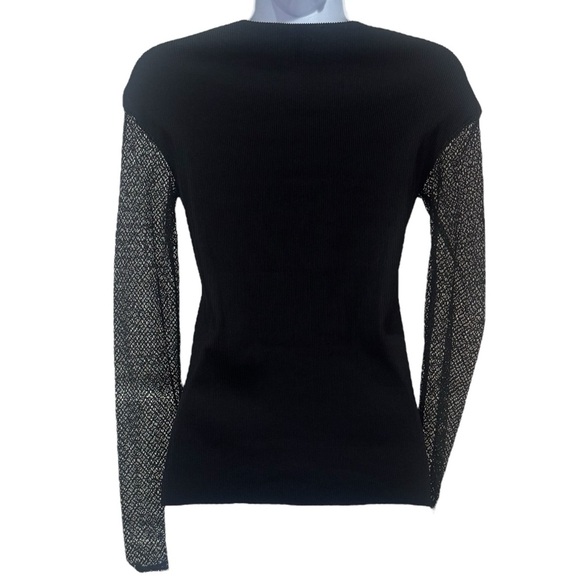 Maje Lysea Mixed Media Long Sleeve Top Gothic Fairygoth Rocker Party Size 1 (S) - Picture 4 of 9